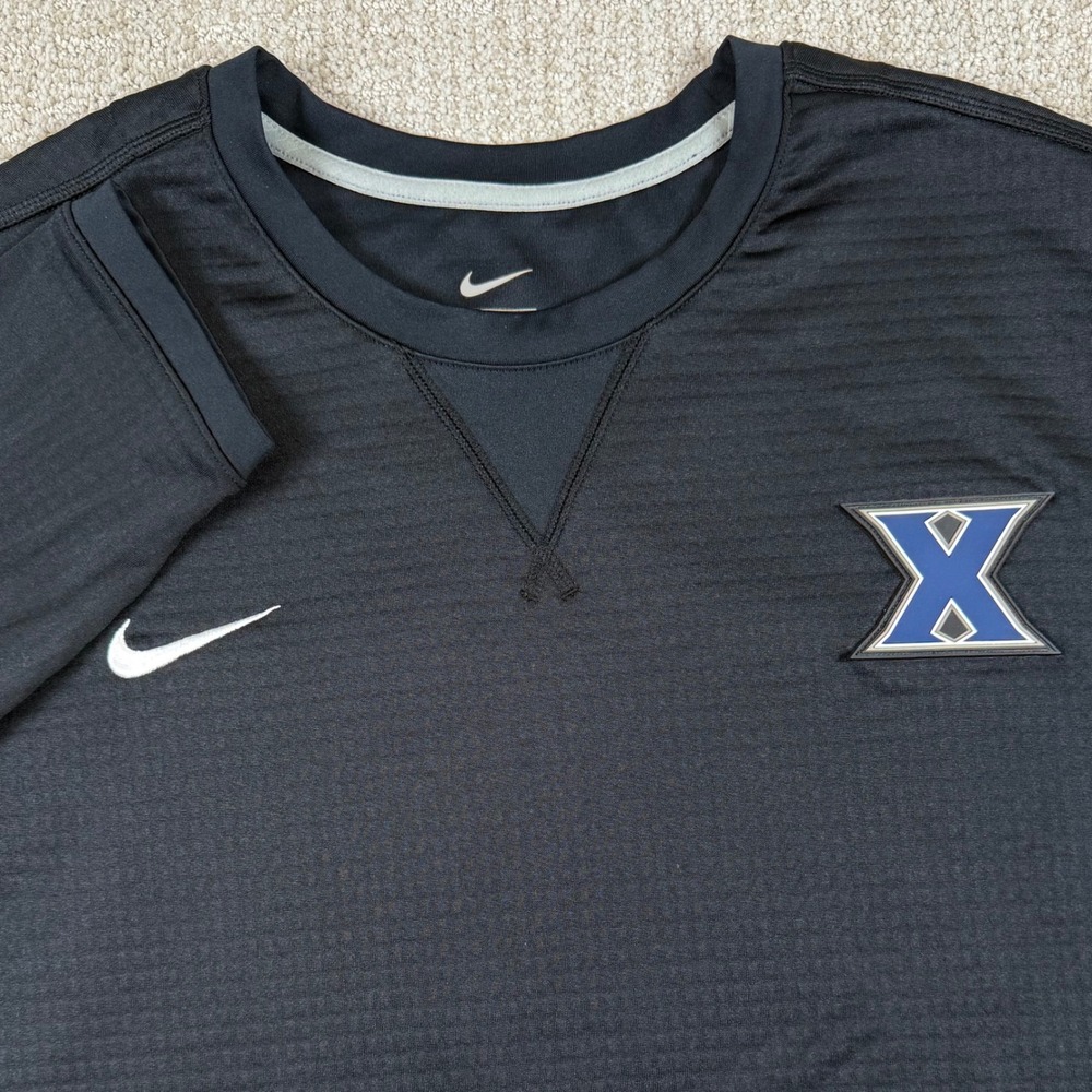 Nike Men 2XL Xavier Musketeers Black Fleece Waffle Long Sleeve Performance Shirt